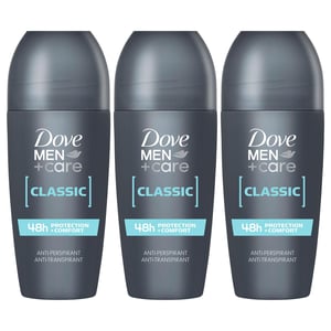 Dove Men+Care Roll On Classic AntiPerspirant Deodorant 48H Protection, 3x50ml
