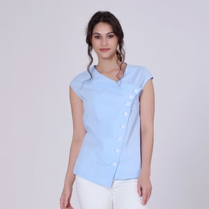 Geplooide asymmetrische top met dubbele borst