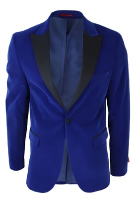 Heren blauw fluwelen diner smoking colbert blazer