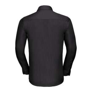 Russell Collection Heren Poplin Getailleerd Overhemd met Lange Mouwen (Zwart)