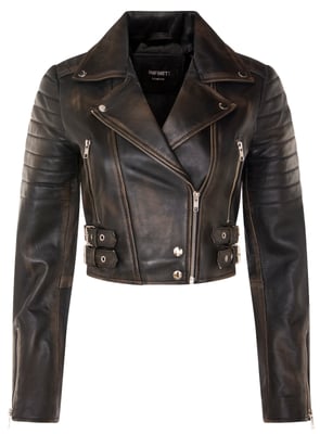 Womens Brando Cropped läderjacka-Longtown