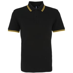 Asquith & Fox Mens Classic Fit Tipped Polo Shirt (Black/Yellow)