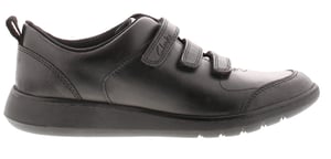 Clarks Boys School Shoes Trainers Scape Sky Leather Lace Up black