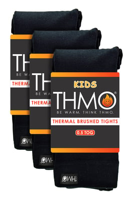 3 Pair Multipack Girls Thermal Tights for Winter | THMO | Black Warm Tights Ideal for School - Black