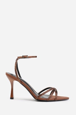 Wheres That From Womens 'Audra' Cross Over Strap With Gem Detailing Heels