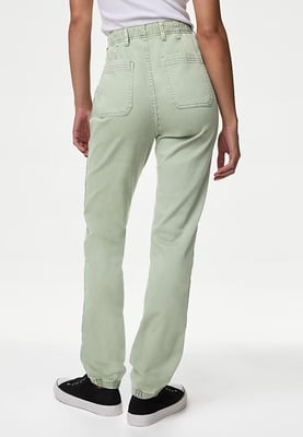 M&S Collection Dames Katoenmix Slim Fit Enkel Grazer Joggers Olijf