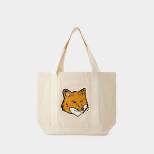 Toteväska med rävhuvud - Maison Kitsune - Bomull - Beige