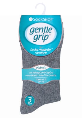 Gentle Grip - Mens 6 Pair Multipack Diabetic Sock with Honey Comb Top and Hand linked Toe Seams - BNG