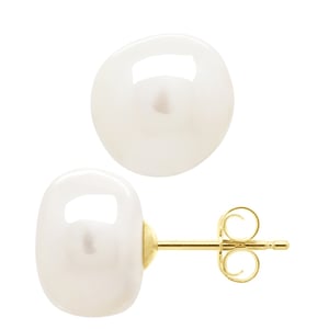 Örhängen Gul Guld - Äkta odlade sötvattenspärlor Barock 10-11 mm