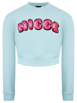 Nicce Long Sleeve Light Blue Womens Caddel Cropped Sweatshirt 211 2 03 01 0315