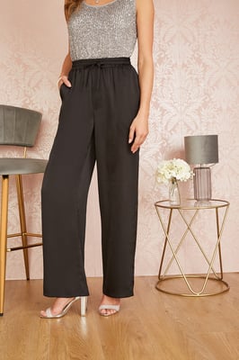 Black Satin Relaxed Trousers