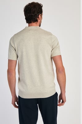 Beige Cotton Short Sleeve Button-Up Polo Shirt