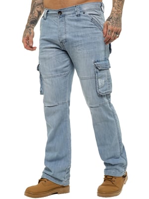 Enzo | heren Cargo Combat Jeans - Lichtblauw