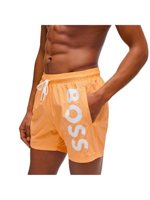 Men's Hugo Boss Vertical Logo Quick Dry Swim Shorts in Orange