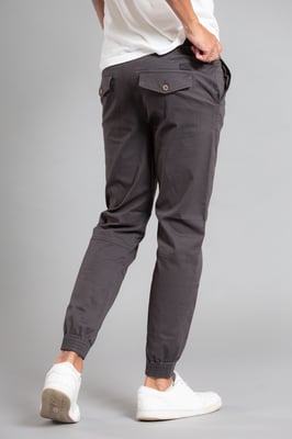 Grey Cotton Cuffed Trouser