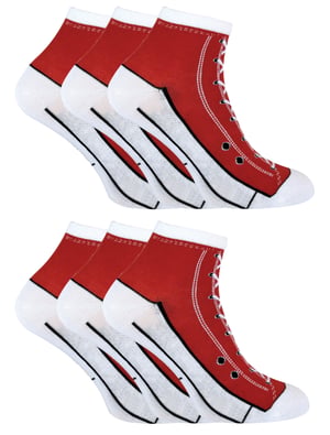 6 par multipack-strumpor som ser ut som skor | Sock Snob | Nyhet Roliga snörningssockor från Converse - Röd