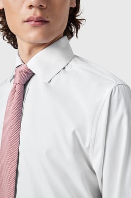 Lewes Slim Fit Spread Collar White Cotton Shirt