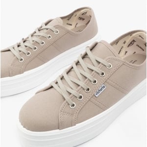 BARCELONA Womens Platform Canvas Trainers Beige