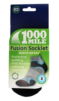 1000 Mile - Ladies Fusion Ankle Repreve Anti Blister Padded Socks - Silver / Pink