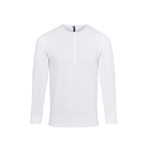 Premier Heren Long John Roll Sleeve T-shirt (Wit)