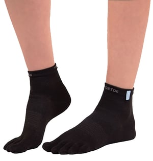 TOETOE - Mens & Ladies Moisture Wicking Outdoor Trainer Liner Toe Socks - Black