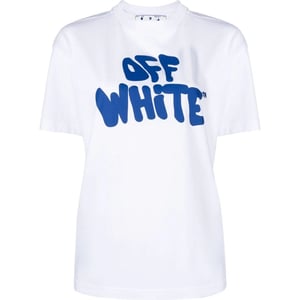 Gebroken wit jaren '70 Type Logo Casual T-shirt Wit T-shirt