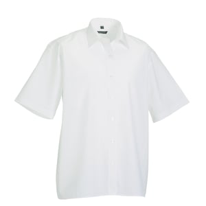 Russell Collection Mens Poplin Easy-Care Short-Sleeved Shirt (White)