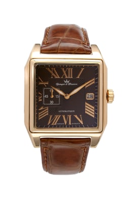 Yonger Brown Dial Leather Roman Numerals Watch