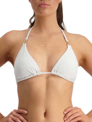 Metallic Chic Triangle Bikini Top White