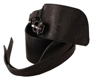 Costume National Women's Dark Brown Leather Double Buckle Belt