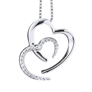 2 harten ketting Diamonds 0.010 Cts White Gold