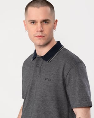 BOSS Orange Oxford New Mens Contrast Collar Short Sleeve Polo Shirt