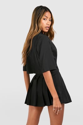 Linen Look Boxy Crop Blazer