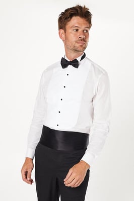 Wing Collar Bib Front Slim Fit Dress Shirt