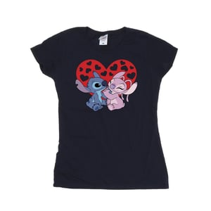 Disney Dames/Dames Lilo & Stitch Hartjes Katoenen T-Shirt (Marineblauw)