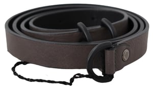 Costume National Women's Brown Leather Skinny Round Buckle Belt