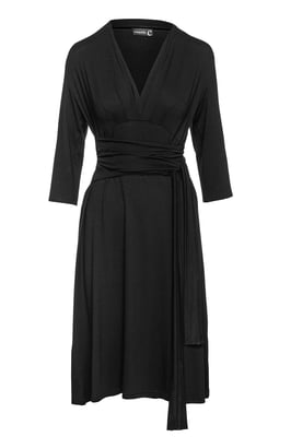Black Empire Line Dress with Belt