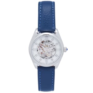 Keizerin Magnolia Automatic MOP Skeleton Dial Leather-Band Watch