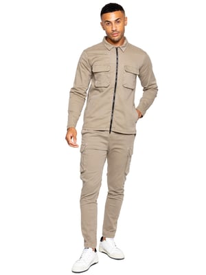 Enzo | Heren Cargo Tracksuit Set - Beige