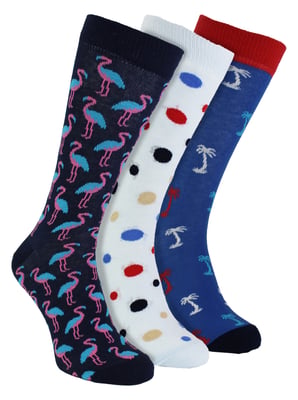 HS by Happy Socks - Mens 3 Pack Novelty Summer Vibes Dress Socks - Palm Trees
