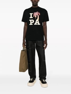 Palm Angels T-Shirt mit „I Love PA“-Logoprint in Schwarz