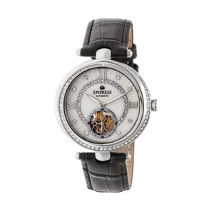 Empress Stella automatisch semi-skelet MOP lederen band horloge