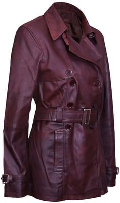 Halflange lederen trenchcoat voor dames - Oakham