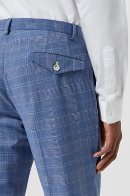 Breamore Skinny Fit Blue Check Wool Trousers