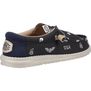 HEYDUDE Wally Stars n Skulls 100% Bomull Herr Svarta Båtskor