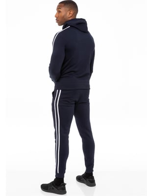 Enzo | Heren Zip Up Tape Hoodie Tracksuit Set - Navy