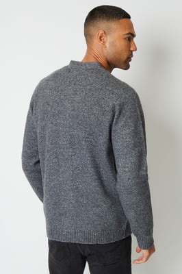 Charcoal Knitted Button Up Cardigan