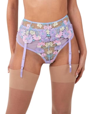 Playful Promises Luna Embroidery Picot Suspender Belt