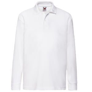 Fruit Of The Loom Kinder Polo Lange Mouwen 65/35 Piqué / Kinderpolo (Wit)