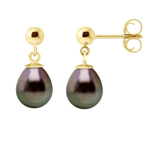 Oorbellen Echte Cultiveerde Tahiti Parel Pear 8-9 mm